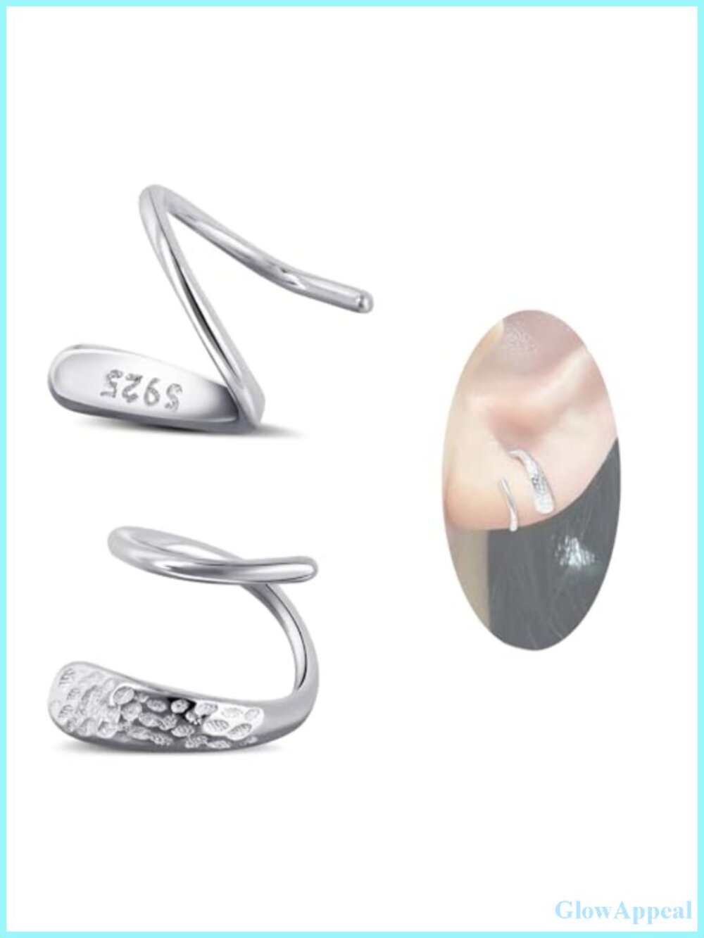 Double Hoop Earrings S925 Sterling Silver Hammer Texture Hypoallergenic Spiral